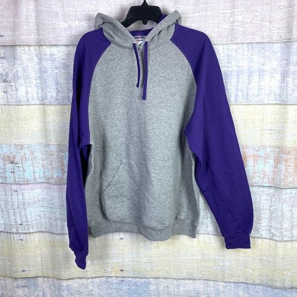 NWOT Jerzees NuBlend Colorblock Raglan Hoodie - Picture 4 of 11